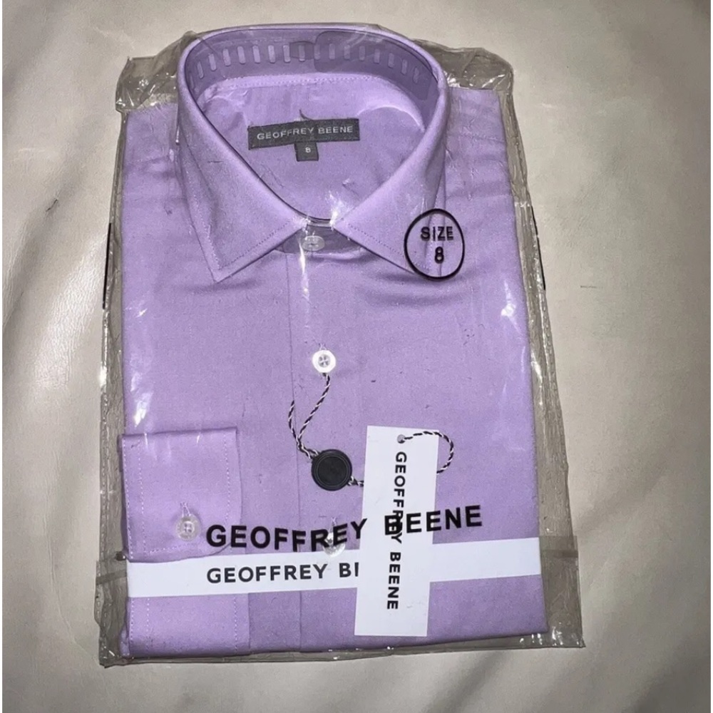 NWT In Package Geoffrey Beene Boys Dress Shirt Lavender Purple Size 8